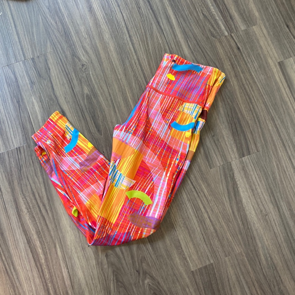 Women’s Bright Multicolor Active Leggings - Orange / Pink